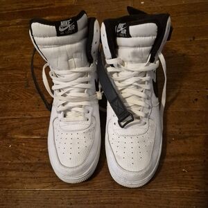 Nike Air Force Ones Mens Sz 14 White and Black High-Top Sneakers